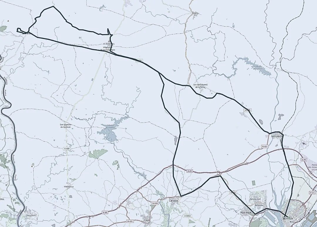 Mapa de la ruta Huelva y sus gigantes